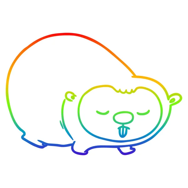 Regenbogen-Gradienten-Linie Zeichnung Cartoon Wombat — Stockvektor
