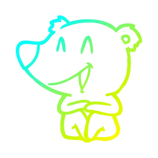 Linea gradiente freddo disegno ridere orso cartone animato — Vettoriale Stock