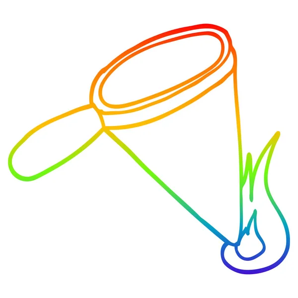 Arco-íris linha gradiente desenho cartoon lupa — Vetor de Stock