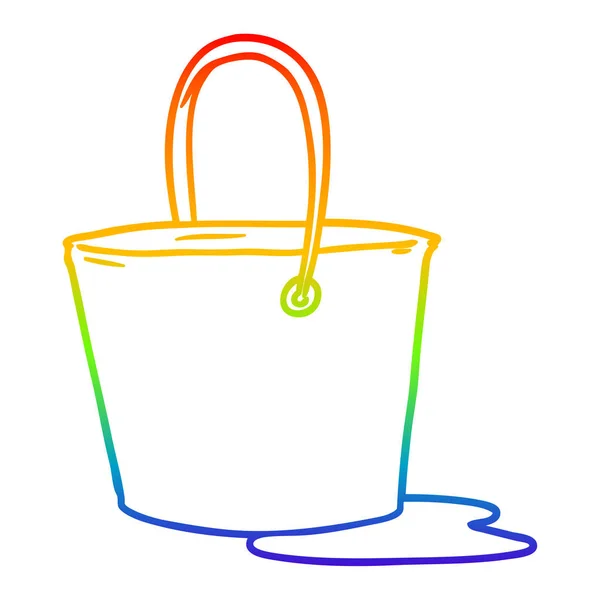Linea gradiente arcobaleno disegno secchio cartone animato d'acqua — Vettoriale Stock