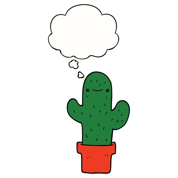 Cartoon cactus en gedachte Bubble — Stockvector