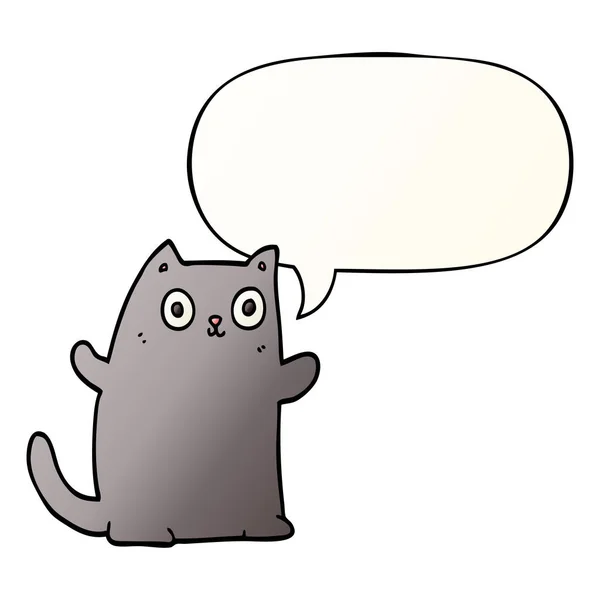 Tecknad katt och pratbubbla i slät gradient stil — Stock vektor
