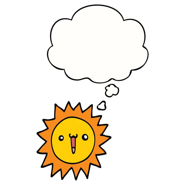 Cartoon sun and thought bubble — Stock Vector