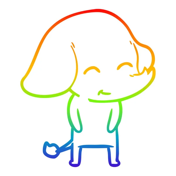 Arco iris gradiente línea dibujo lindo dibujos animados elefante — Vector de stock