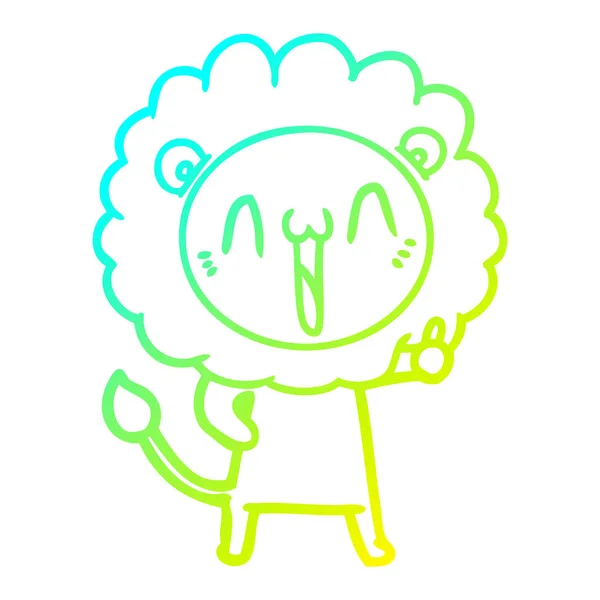 Linha gradiente frio desenho feliz leão dos desenhos animados —  Vetores de Stock