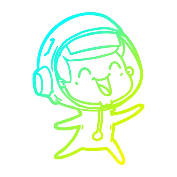 Froid dégradé ligne dessin heureux dessin animé astronaute — Image vectorielle