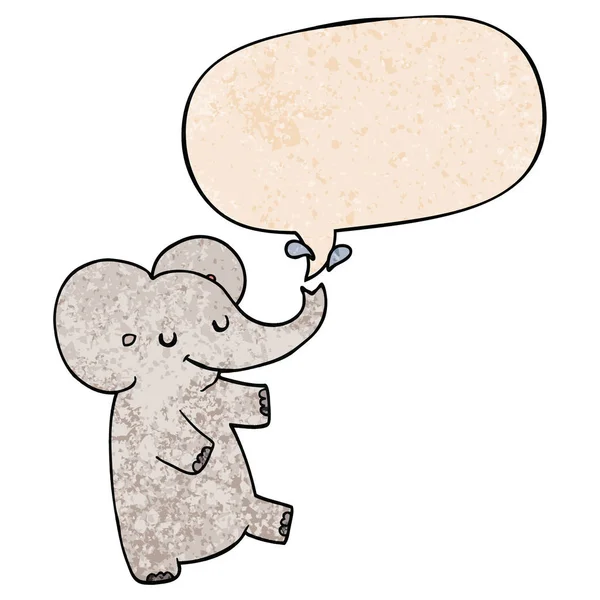 Cartoon taniec słoń i bańka mowy w stylu retro tekstury styl — Wektor stockowy
