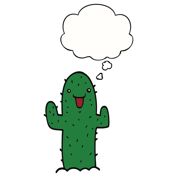 Cartoon cactus en gedachte Bubble — Stockvector