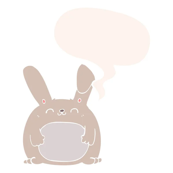 Conejo de dibujos animados y burbuja del habla en estilo retro — Archivo Imágenes Vectoriales