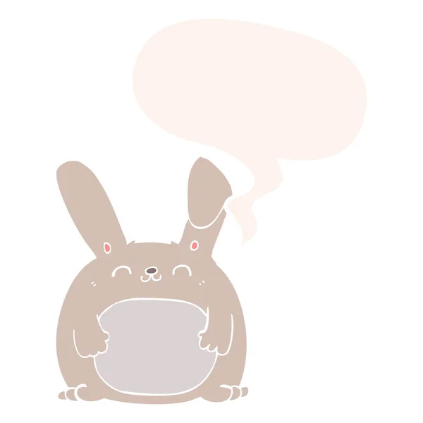 Cartoon rabbit and speech bubble in retro style — Stock Vector