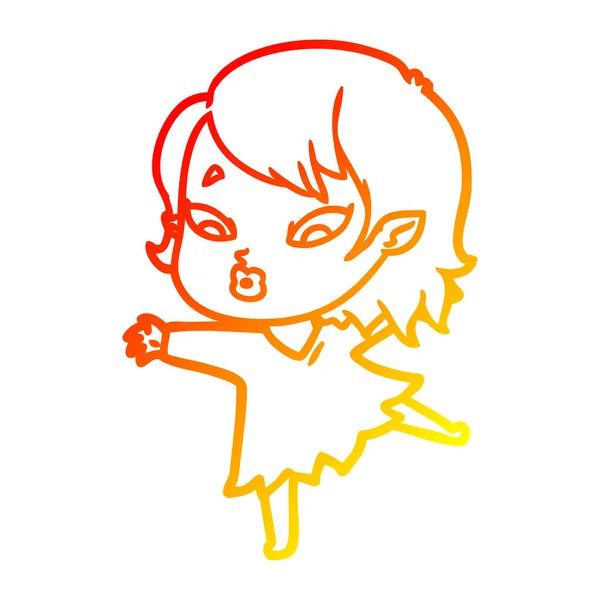 Linha gradiente quente desenho bonito desenho animado vampiro menina — Vetor de Stock
