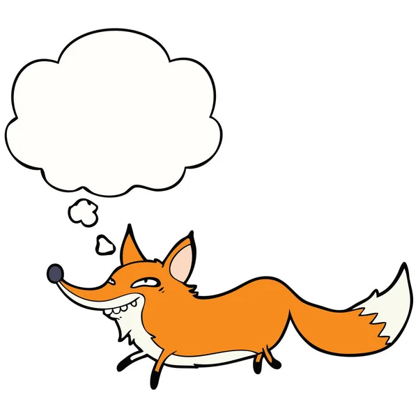 Cartoon Sly Fox och tänkte bubbla — Stock vektor