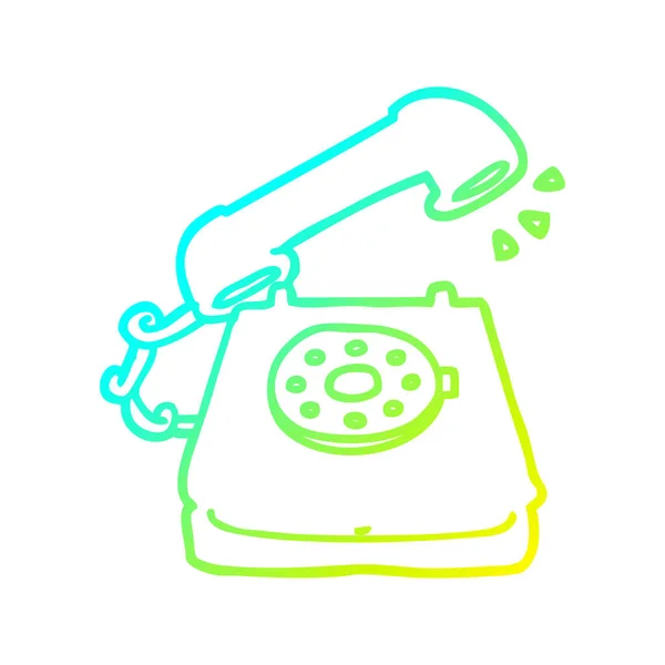 Linea gradiente freddo disegno cartone animato vecchio telefono — Vettoriale Stock