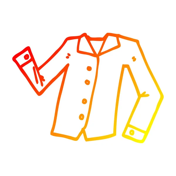 Línea de gradiente caliente dibujo camisa de trabajo de dibujos animados — Vector de stock