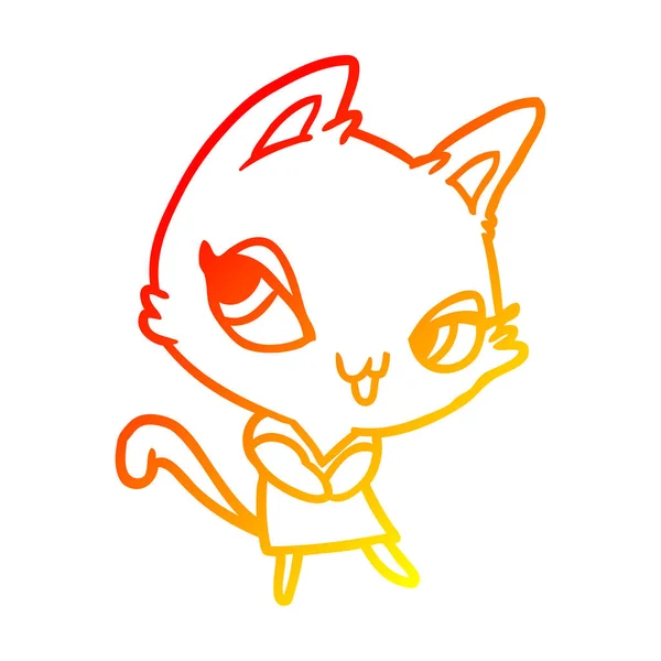 Sıcak degrade çizgi sevimli kadın kedi çizim — Stok Vektör