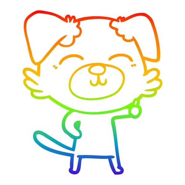 Rainbow gradient ligne dessin chien dessin animé — Image vectorielle