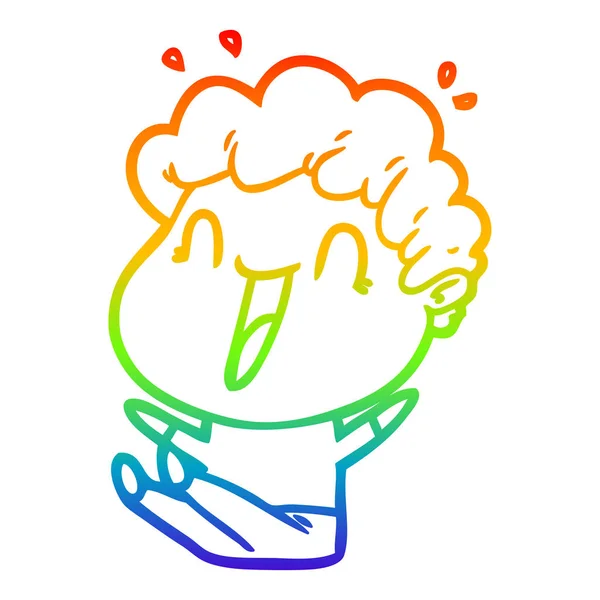 Arco iris gradiente línea dibujo dibujos animados feliz hombre — Archivo Imágenes Vectoriales