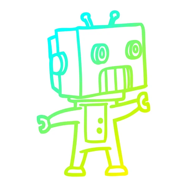 Froid gradient ligne dessin dessin robot dessin animé — Image vectorielle