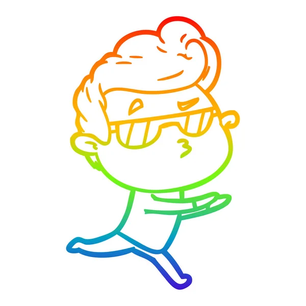 Rainbow gradient ligne dessin dessin animé cool gars — Image vectorielle