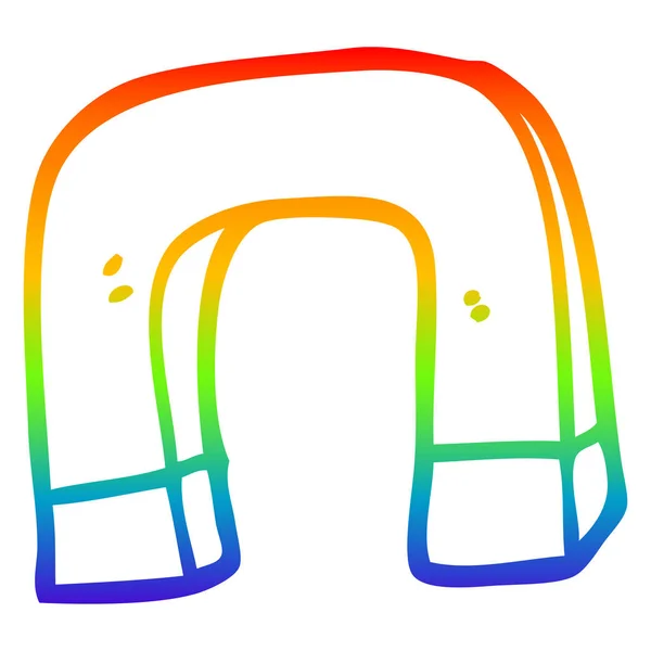 Regenboog gradiënt lijntekening cartoon magneet — Stockvector