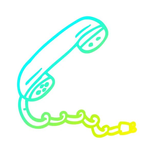 Froid dégradé ligne dessin dessin dessin animé téléphone combiné — Image vectorielle