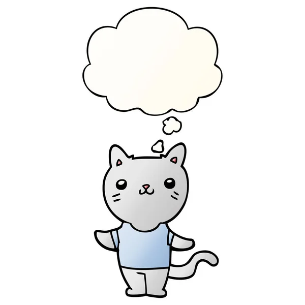 Chat dessin animé et bulle de pensée en style dégradé lisse — Image vectorielle