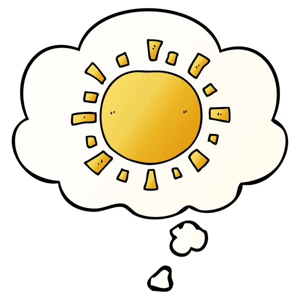 Soleil de dessin animé et bulle de pensée dans le style de dégradé lisse — Image vectorielle