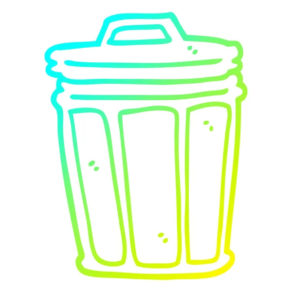 Línea de gradiente frío dibujo bote de basura de dibujos animados — Vector de stock