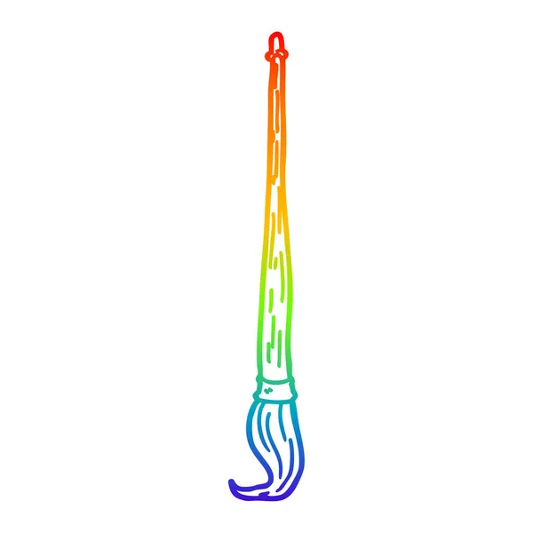 Rainbow gradient line drawing cartoon paint brush — Stock Vector