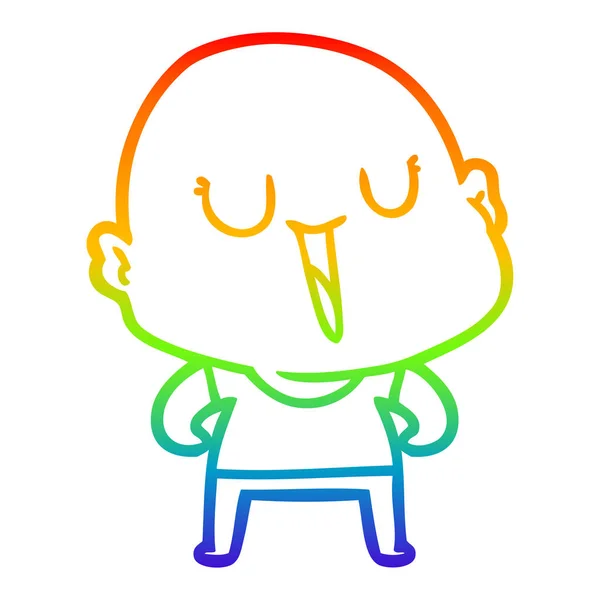 Arco-íris linha gradiente desenho feliz cartoon homem careca —  Vetores de Stock