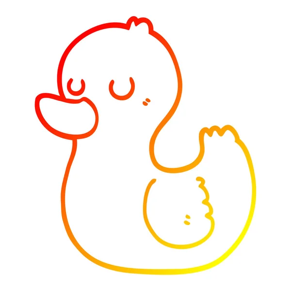 Línea de gradiente caliente dibujo de dibujos animados pato — Vector de stock