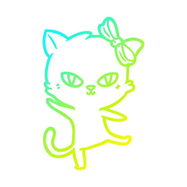 Linea gradiente freddo disegno carino cartone animato gatto — Vettoriale Stock