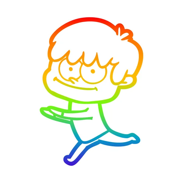 Rainbow gradient ligne dessin heureux dessin animé homme — Image vectorielle