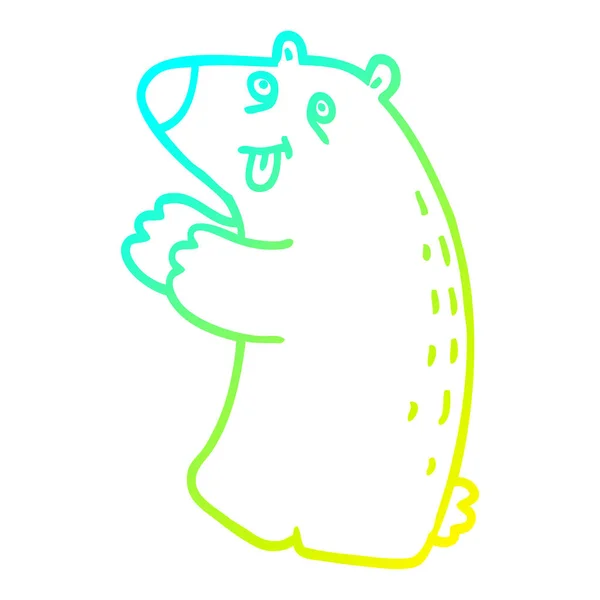 Frío gradiente línea dibujo dibujos animados feliz oso — Archivo Imágenes Vectoriales