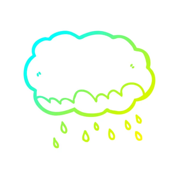 Cold gradient line drawing cartoon rain cloud — Stock Vector