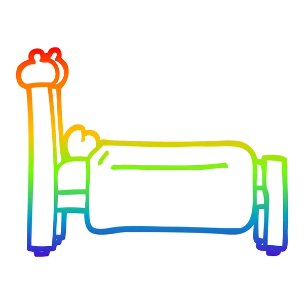 Duhový gradient čára kresba kreslená postel — Stockový vektor