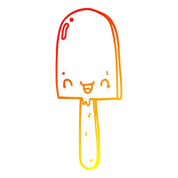 Varm gradient linje ritning tecknad Ice LOLLY — Stock vektor