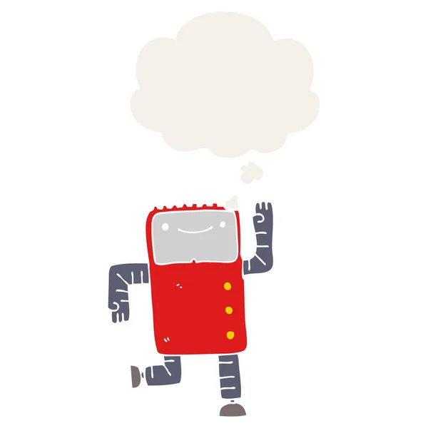 Cartoon-Roboter und Gedankenblase im Retro-Stil — Stockvektor
