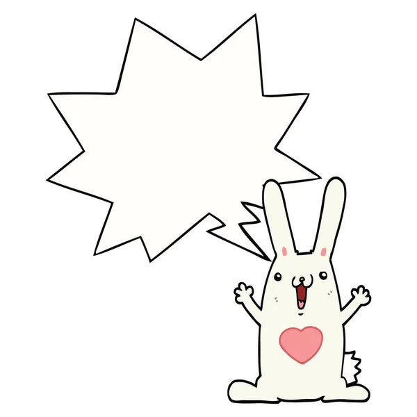 Aşk ve konuşma balonu karikatür tavşan — Stok Vektör