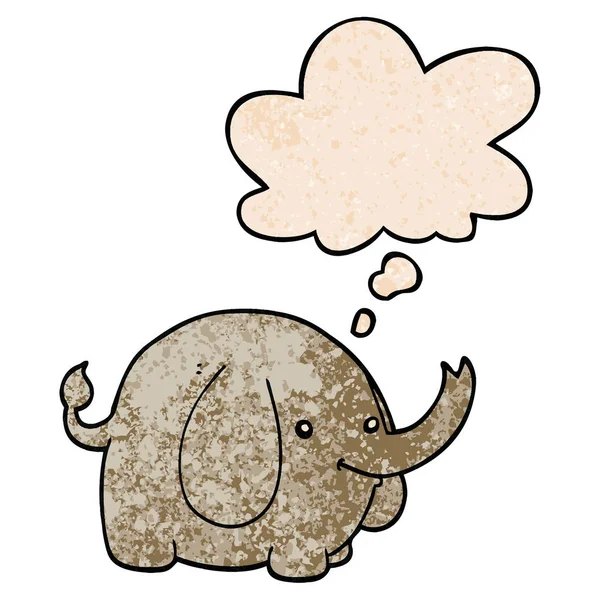 Cartoon olifant en dacht bubble in grunge textuur patroon St — Stockvector