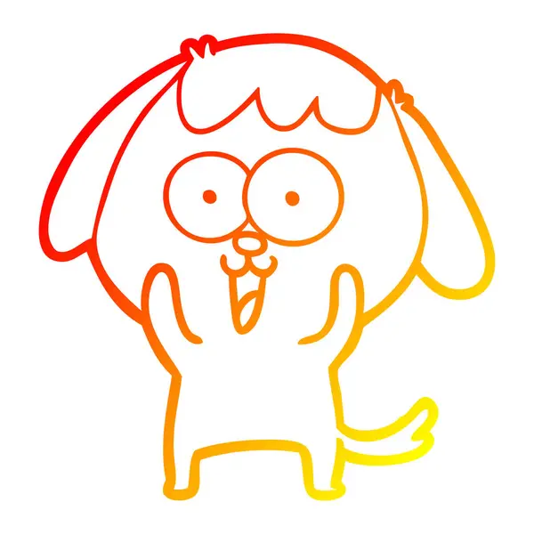 Sıcak degrade çizgi çizim sevimli karikatür köpek — Stok Vektör
