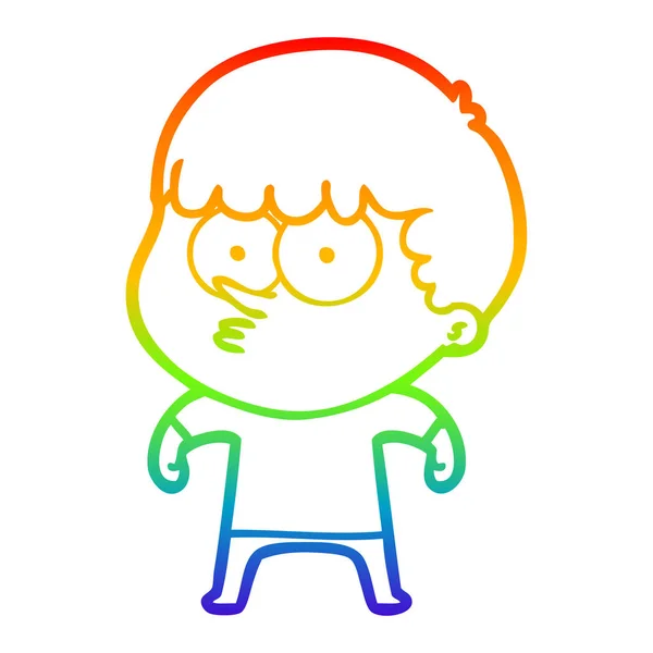 Arco iris gradiente línea dibujo dibujos animados curioso chico — Vector de stock