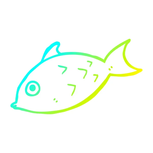 Línea de gradiente frío dibujo dibujos animados peces — Vector de stock