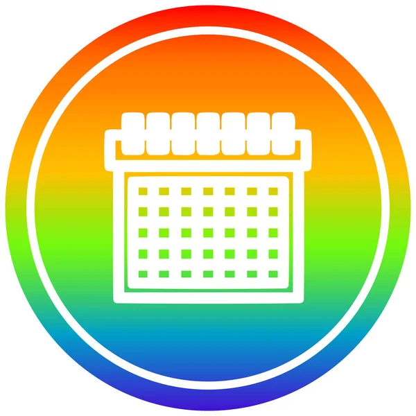 Monatskalender kreisrund im Regenbogenspektrum — Stockvektor