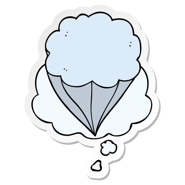 Cartoon Cloud-symbol och tankebubbla som en tryckt klistermärke — Stock vektor