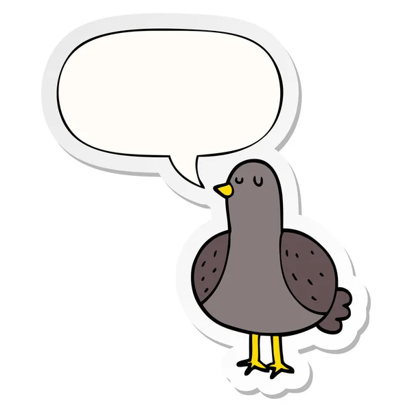 Cartoon bird and speech bubble sticker — Stock Vector