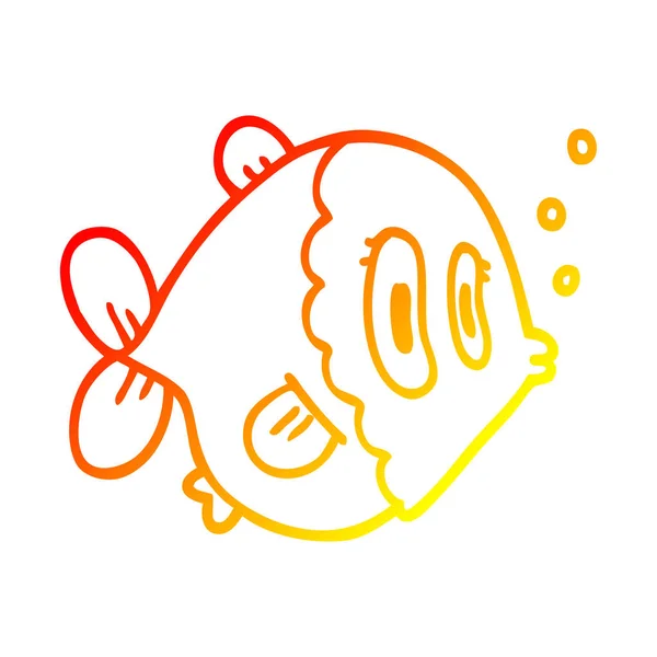 Chaud gradient ligne dessin dessin animé poisson — Image vectorielle