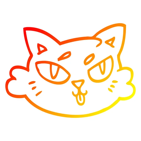 Varm gradient linje ritning tecknad katter ansikte — Stock vektor