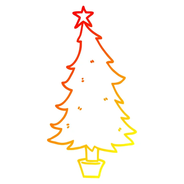 温暖的渐变线绘制卡通圣诞树 — 图库矢量图片