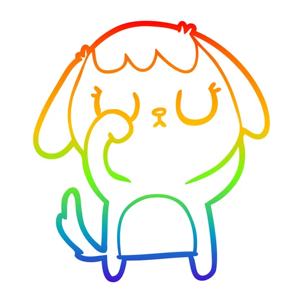 Arco-íris linha gradiente desenho bonito desenho animado cão —  Vetores de Stock